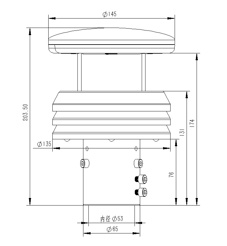 金属款风速风向超声波记录仪产品尺寸图