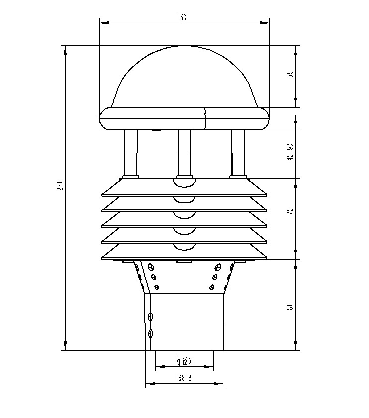 超声波气象传感器产品尺寸图