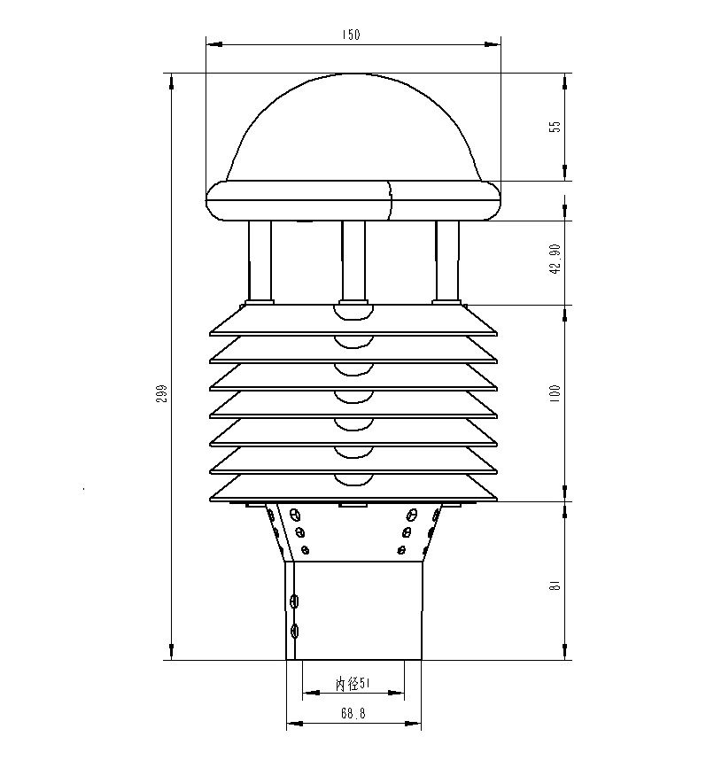 十要素空气质量传感器产品尺寸图